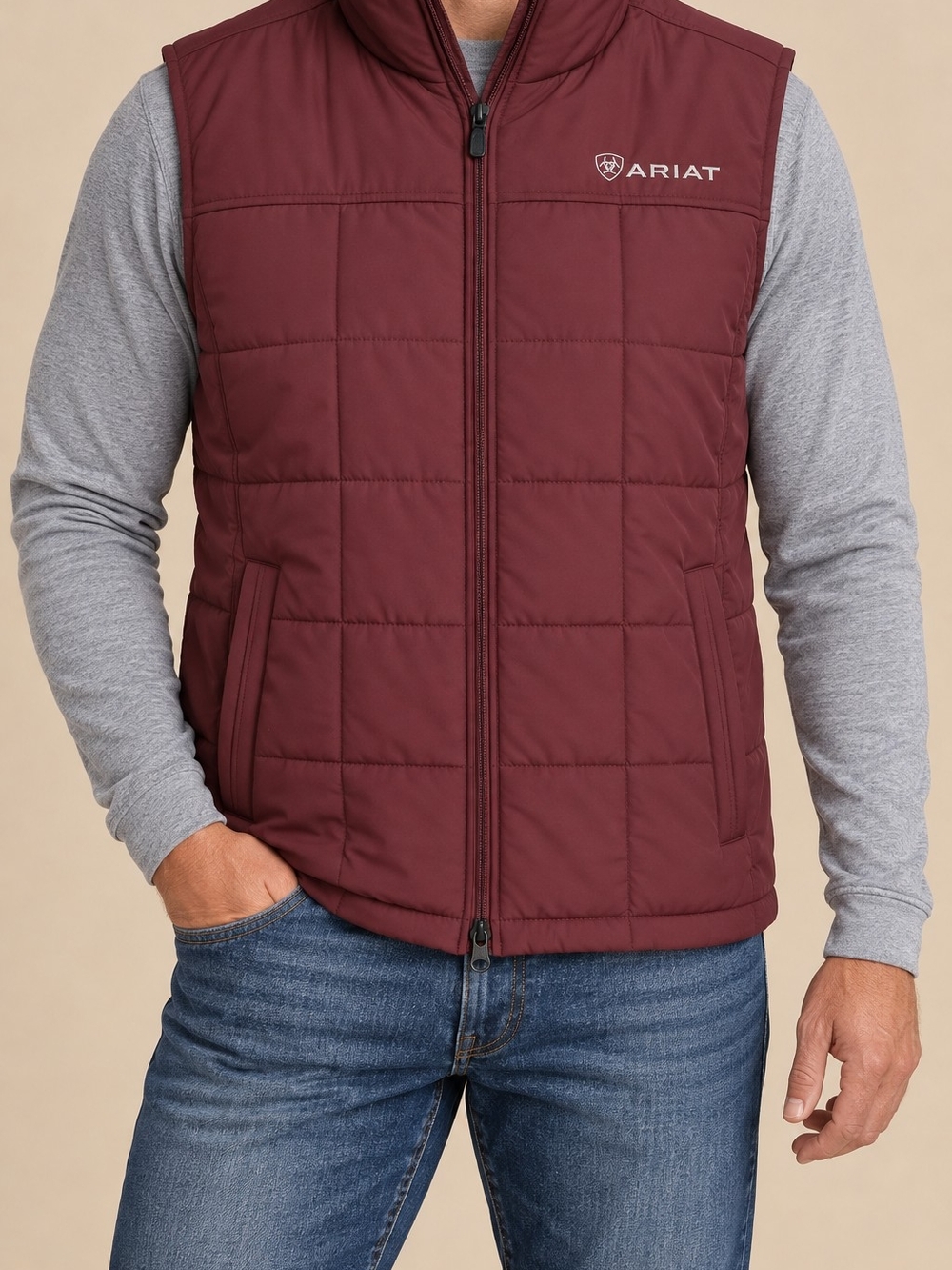 Ariat NWT XL Puffer Vest Burgundy Concealed Carry Insulated Wind Water Resistant